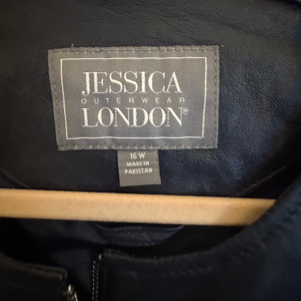 Jessica London Dark Blue Leather Jacket - Picture 2 of 3